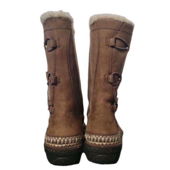 UGG Australia Adirondack Tall Leather Sheepskin Winter Boots Women 10 Chestnut - Picture 10 of 14